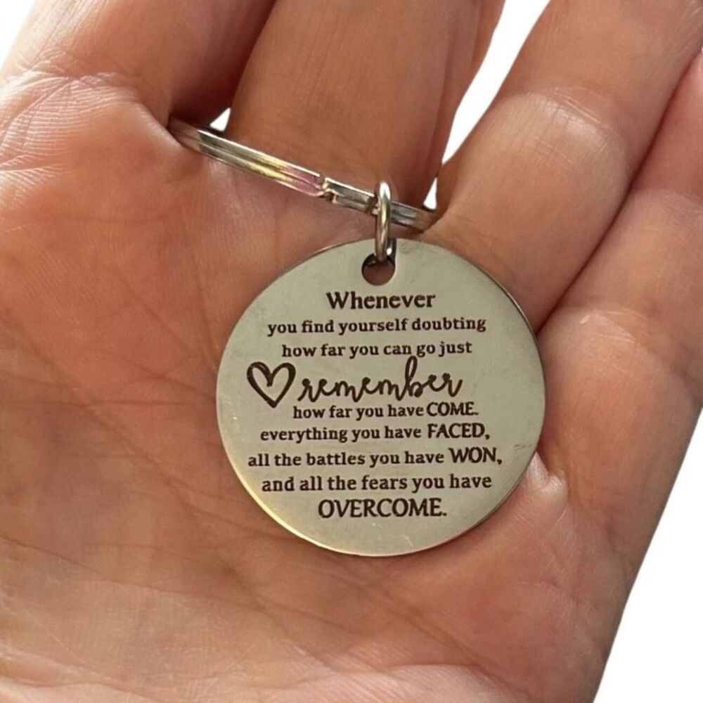 New Inspirational Motivational Stainless Steel Keychain Silver Gift TE3